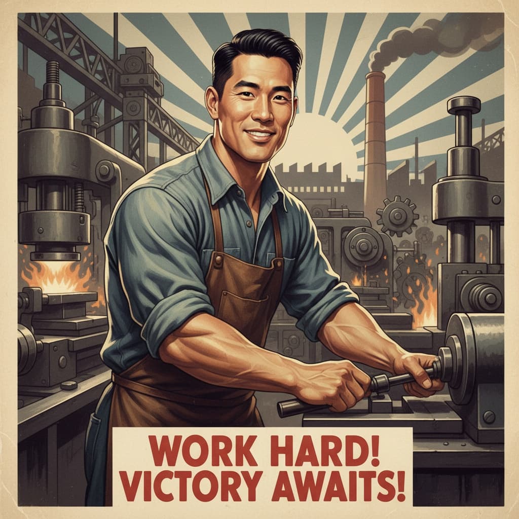 athletic asian man factory worker portrait 49180790