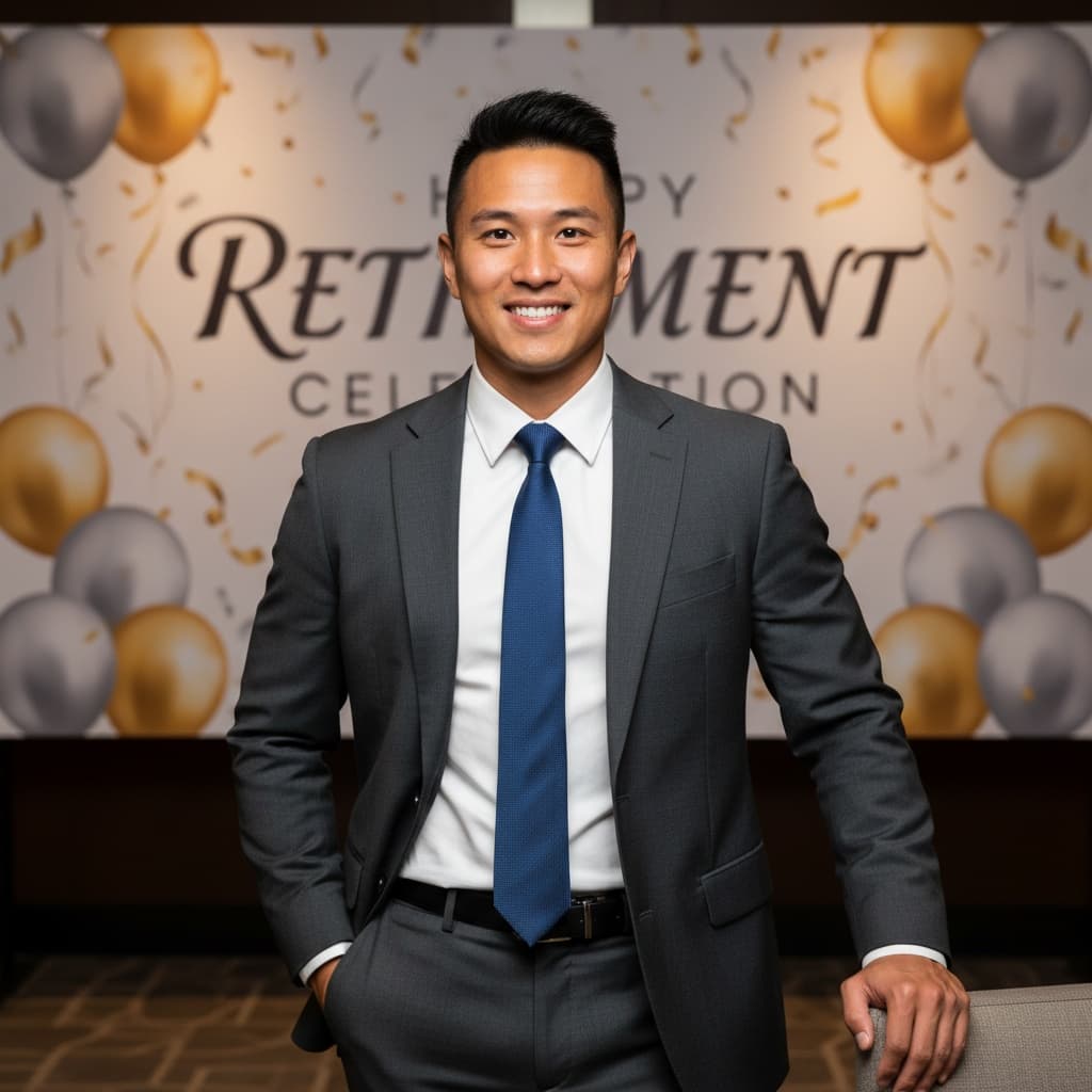 athletic asian man standing banner backdrop 31248337