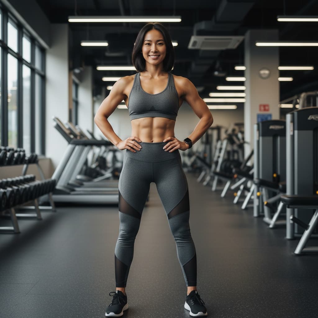 athletic asian woman gym confident portrait 39460008