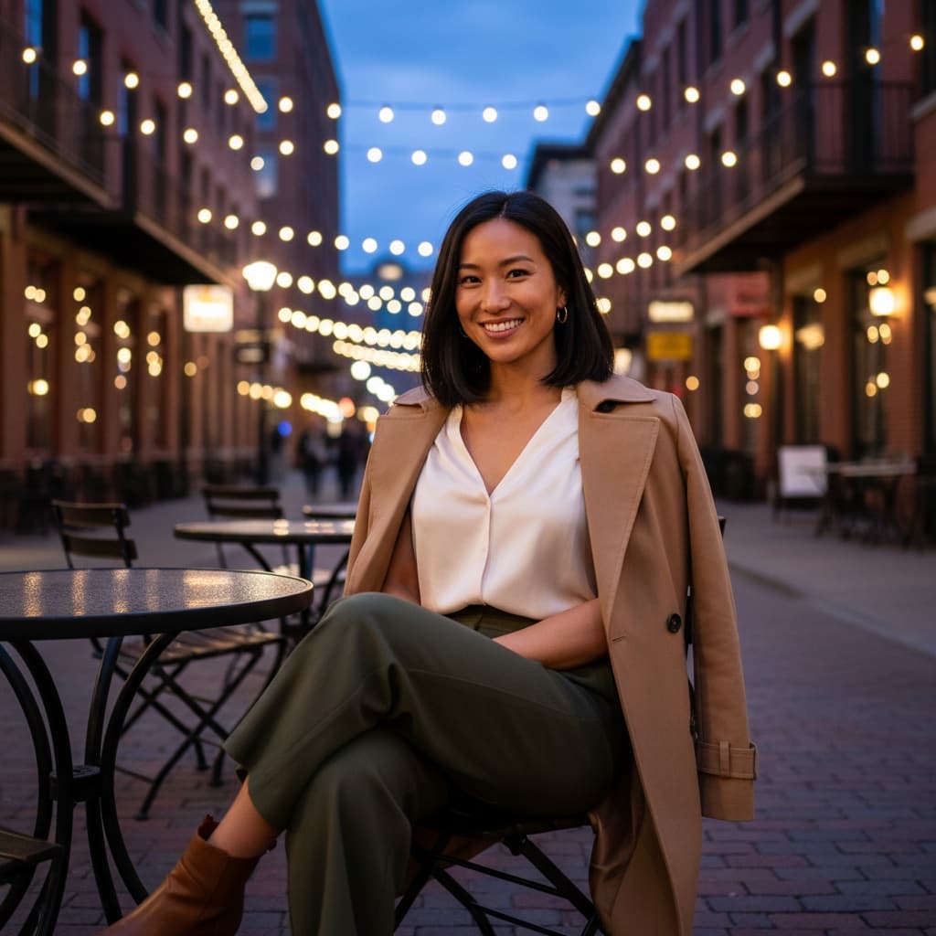 athletic asian woman larimer square evening 52607217