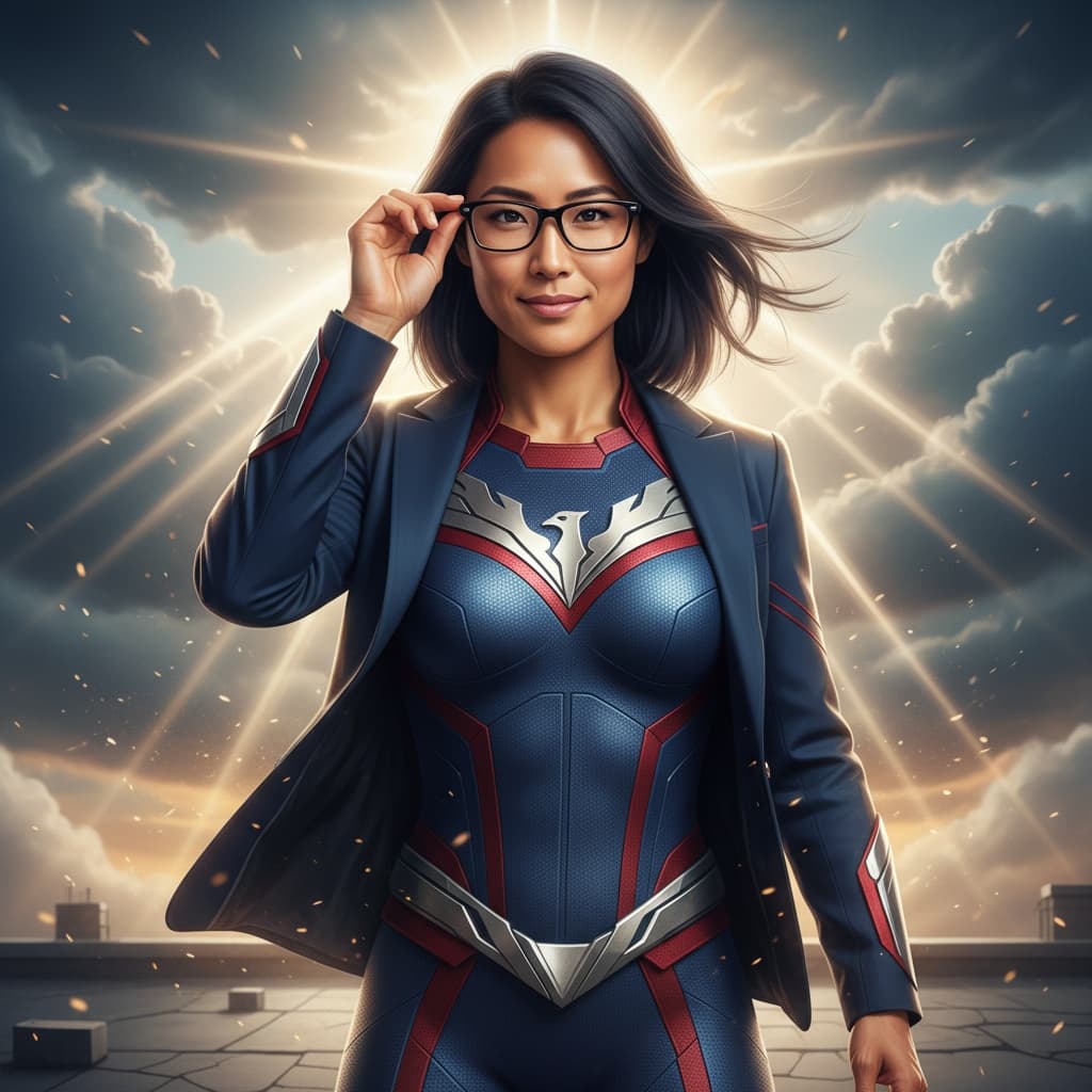 athletic asian woman origin story dramatic reveal 85506120