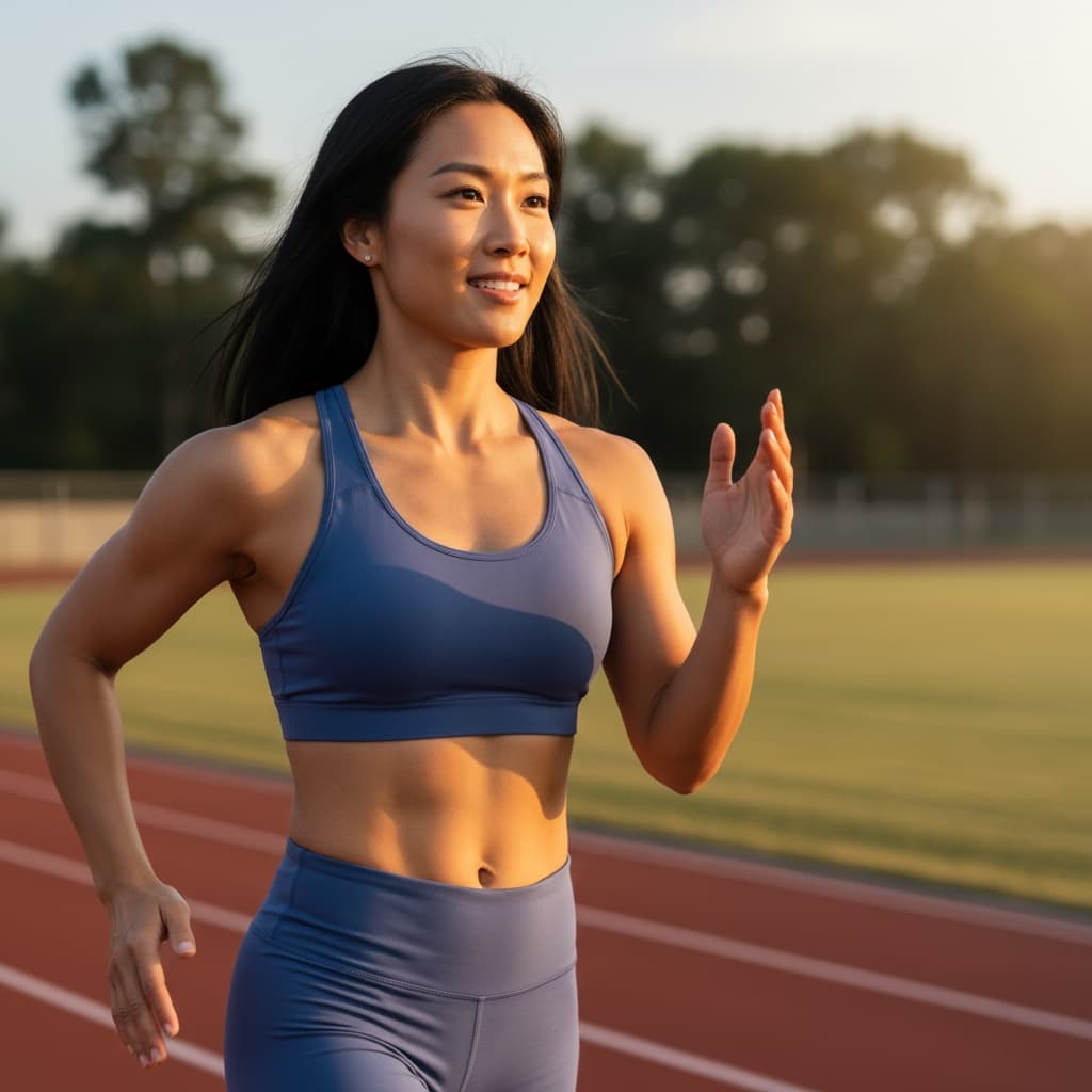 athletic asian woman outdoor running athlete 86692193