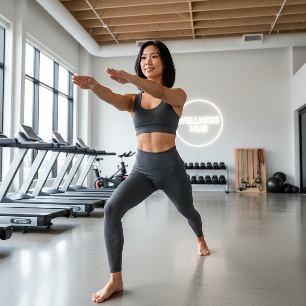 athletic asian woman studio space with client 36157700