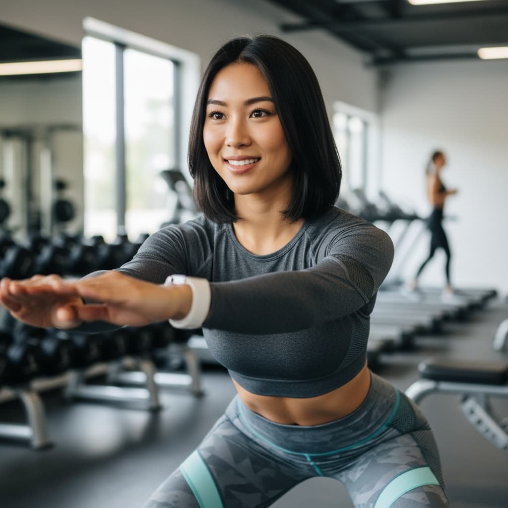 athletic asian woman training client interaction 28966325