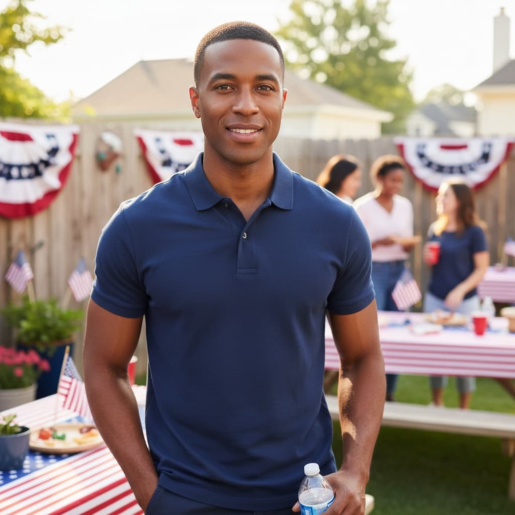 athletic black man backyard bbq celebration 26719684