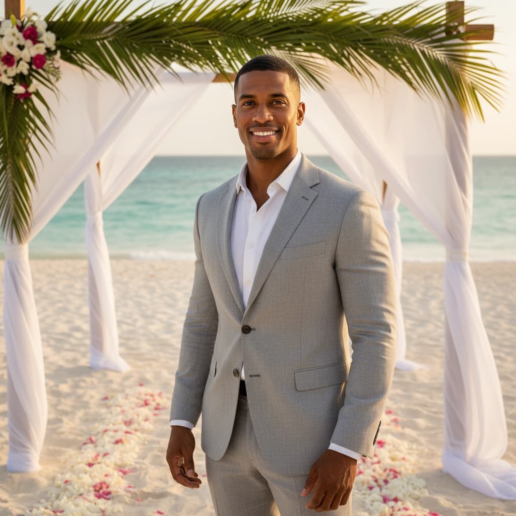 athletic black man beach ceremony altar shot 15835991