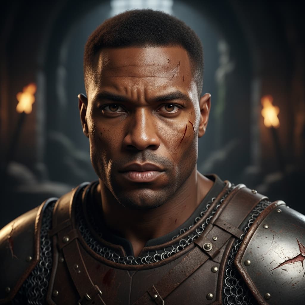 athletic black man close up battle worn 15045767
