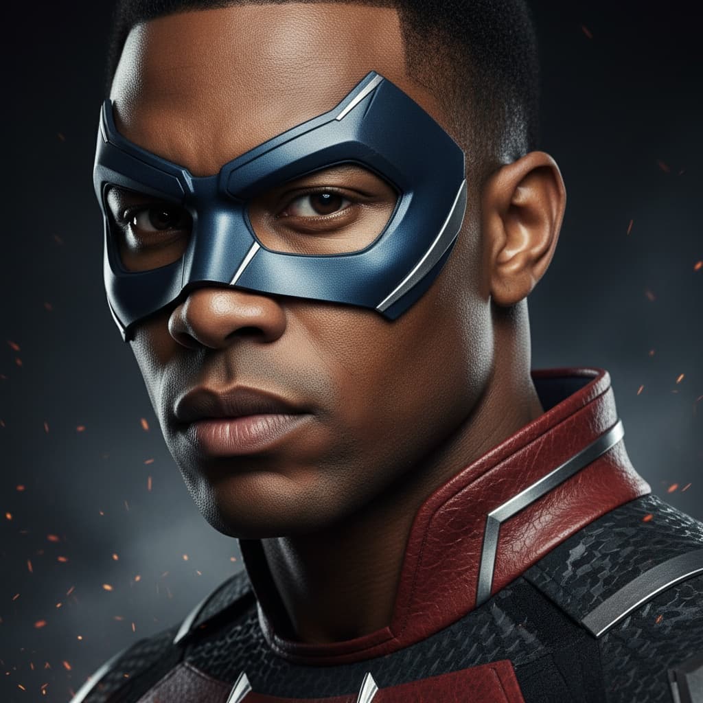 athletic black man close up hero portrait 43307759