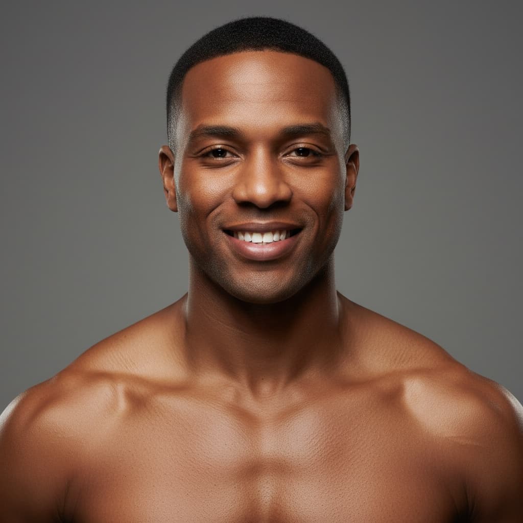 athletic black man close up upper body portrait 18660226