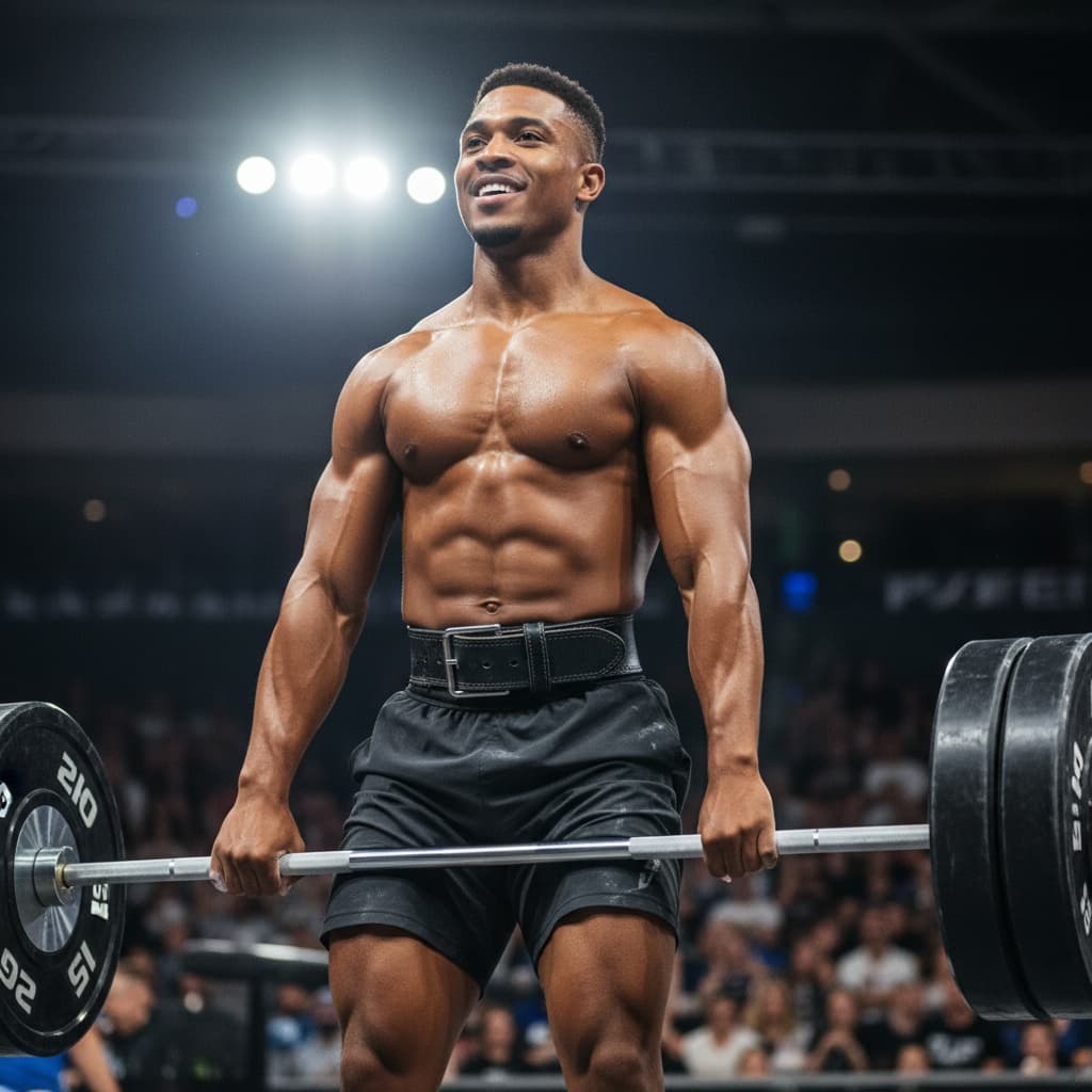 athletic black man deadlift peak performance 83531569