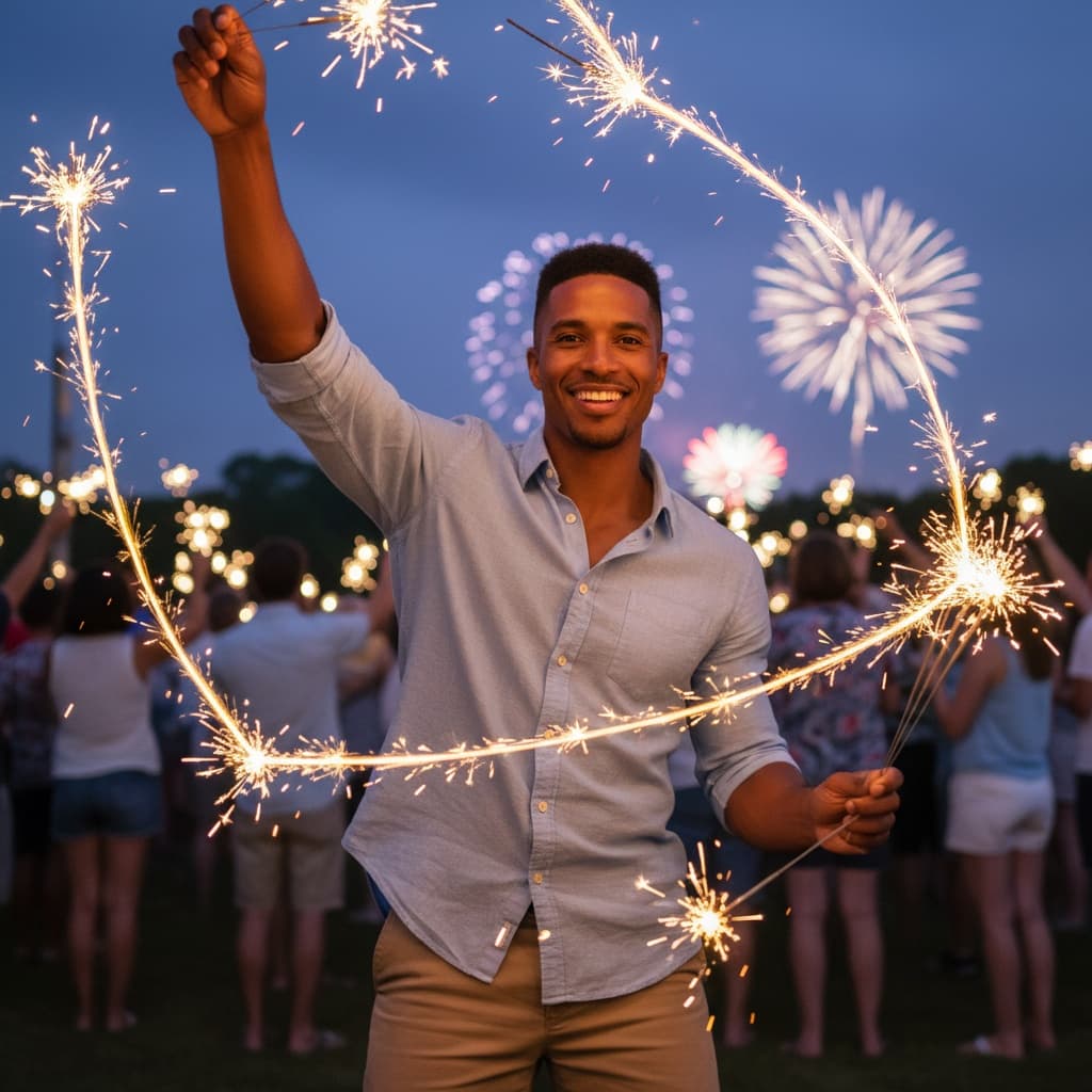athletic black man family friendly sparklers 14281676