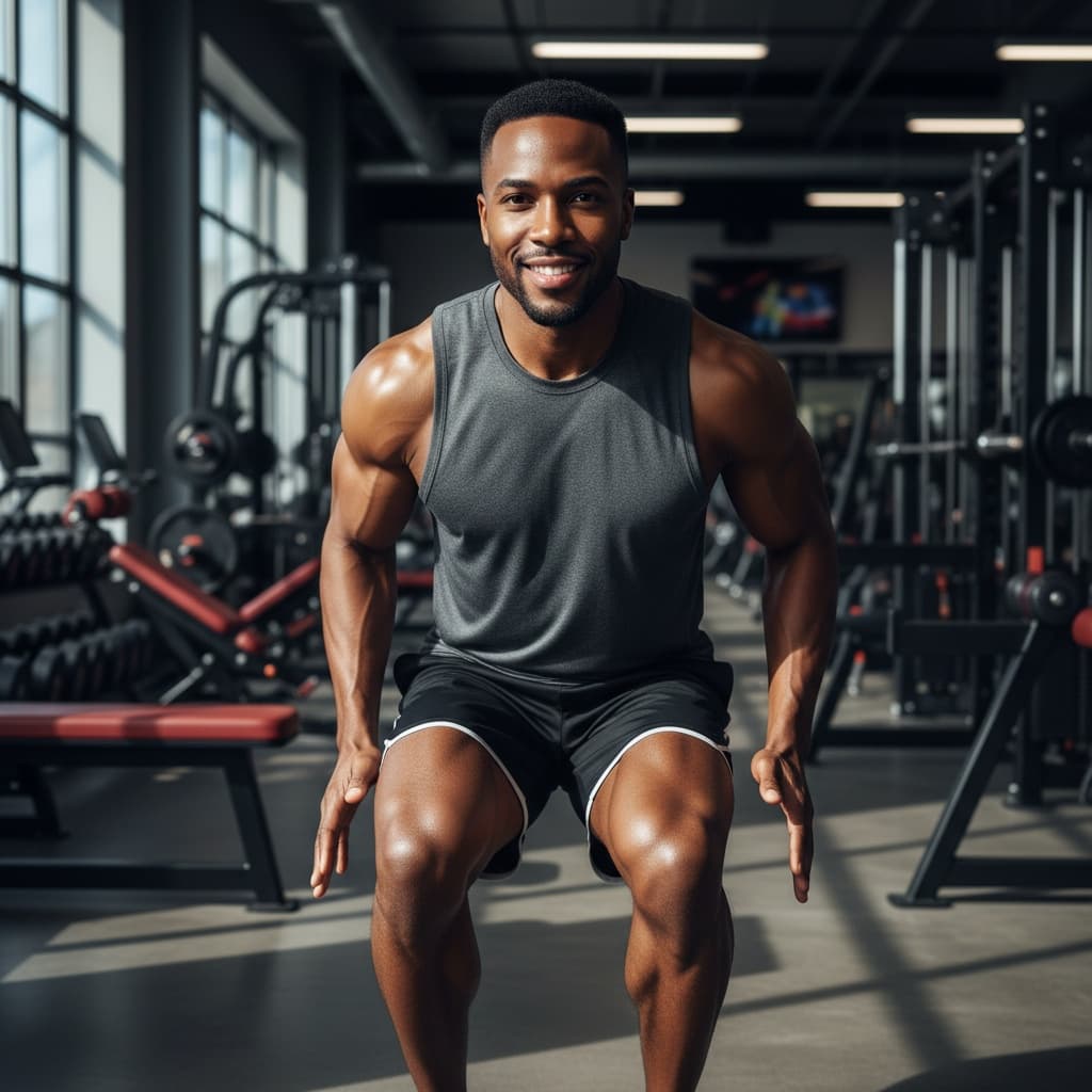 athletic black man gym action workout shot 83773669
