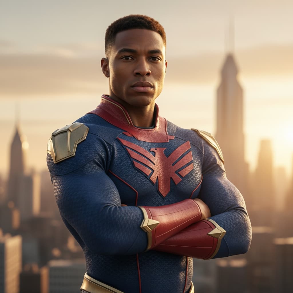 athletic black man heroic arms crossed portrait 40891166