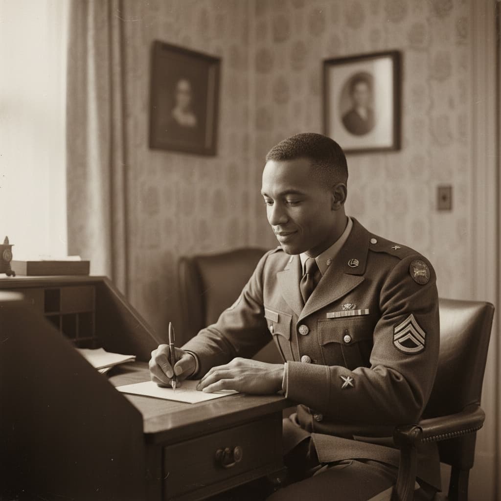 athletic black man home front letter writing 42071325
