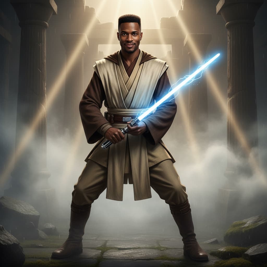 athletic black man jedi knight portrait 21419989