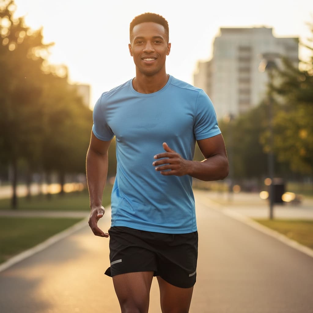 athletic black man outdoor running motion 57490900