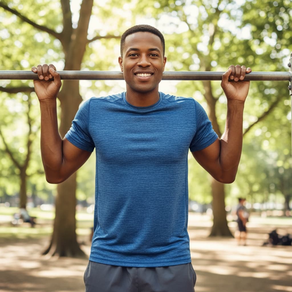 athletic black man outdoor training park setting 11568870