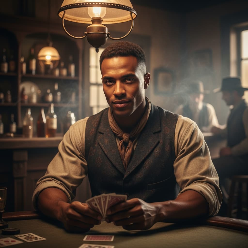 athletic black man poker table intensity 15329584
