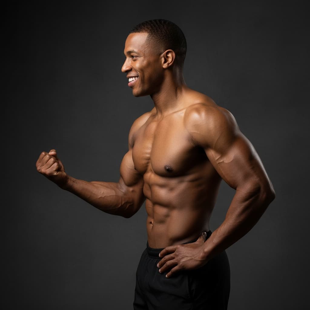 athletic black man side profile muscle definition 55327910