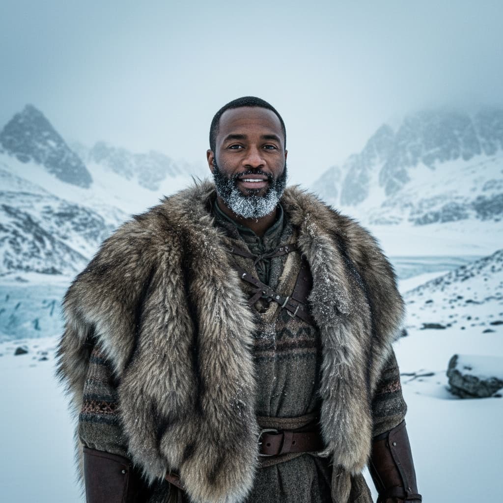 athletic black man snowy mountain explorer 13115533