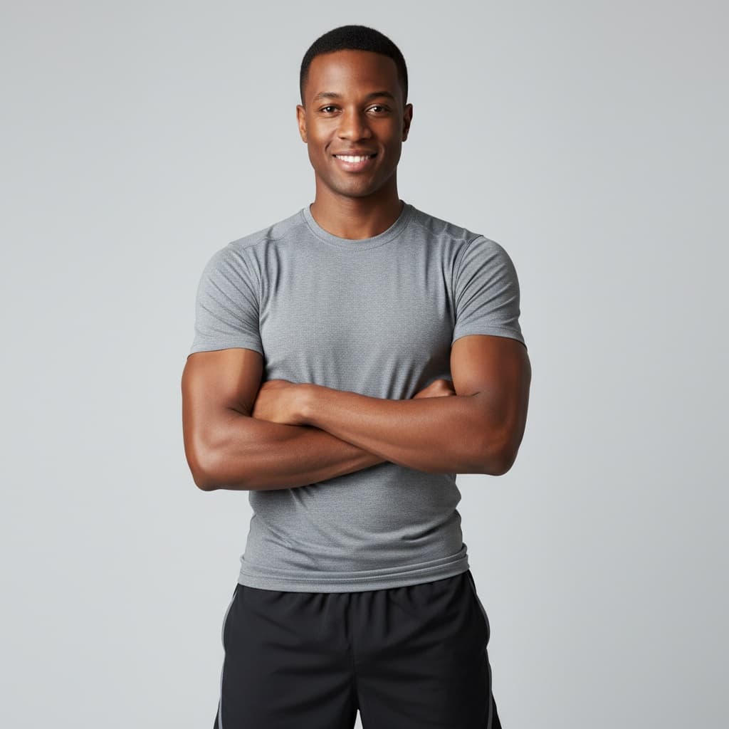 athletic black man studio full body pose 15202153