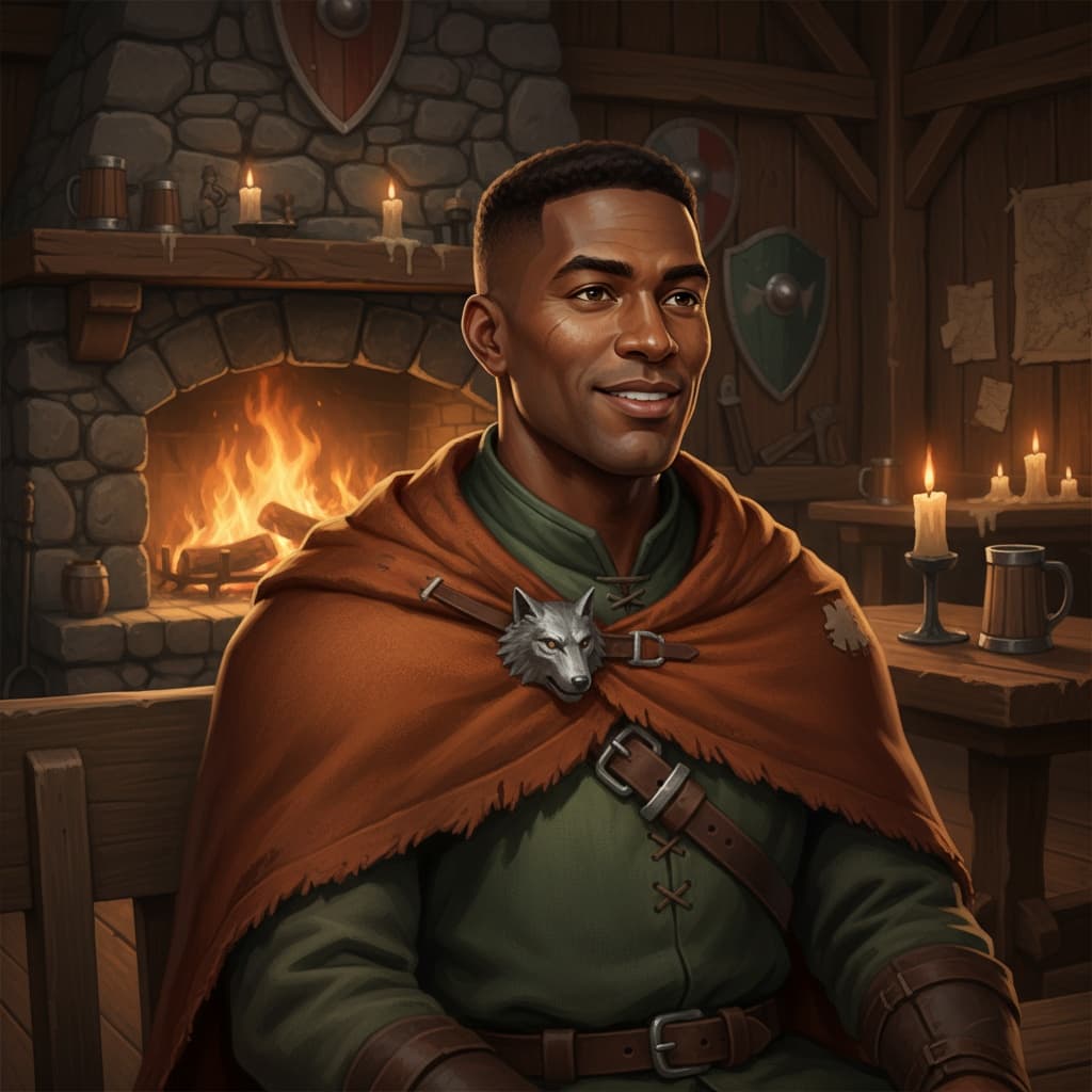 athletic black man tavern character portrait 47778174