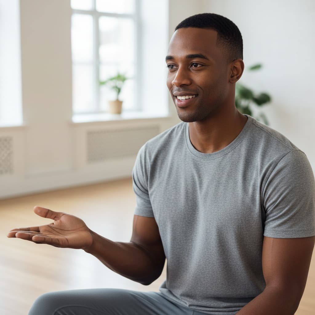 athletic black man teaching adjustment closeup 75021673