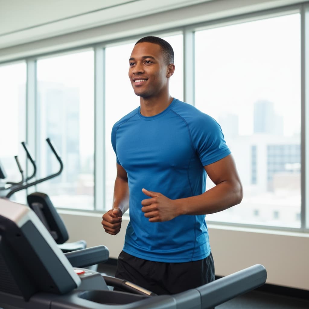 athletic black man treadmill cardio action 36932241