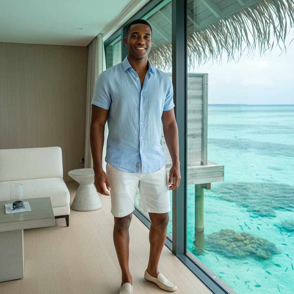 athletic black man underwater villa window 55148113