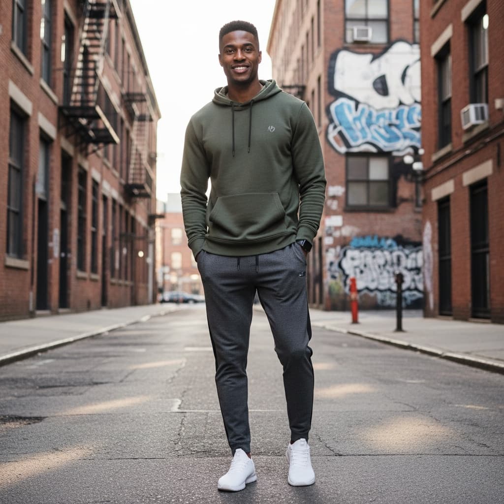 athletic black man urban street athleisure 44393289