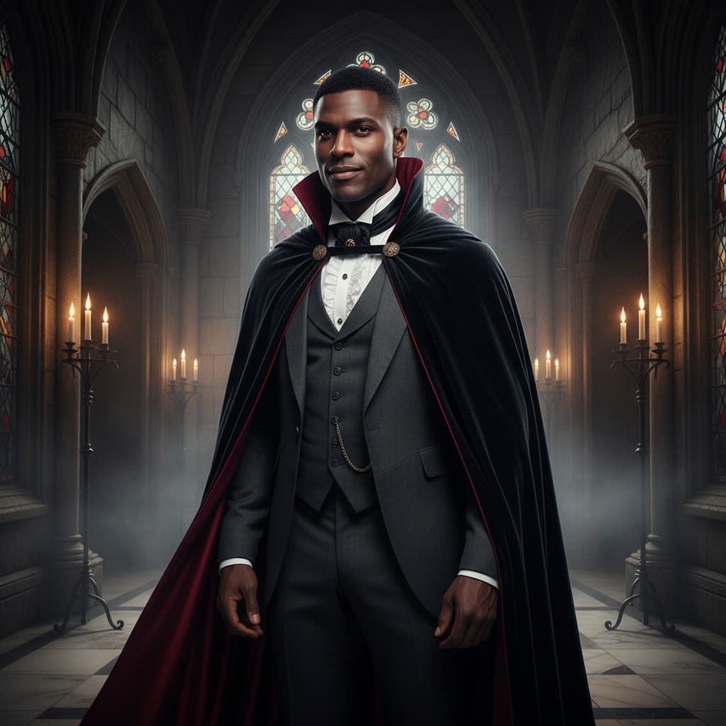 athletic black man vampire gothic castle 57359690