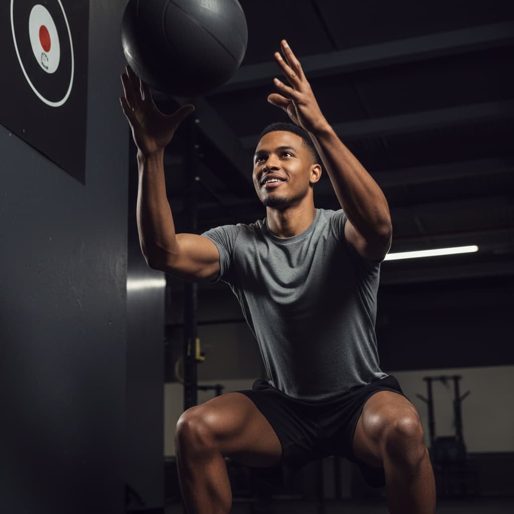 athletic black man wall ball throw explosive energy 29515578