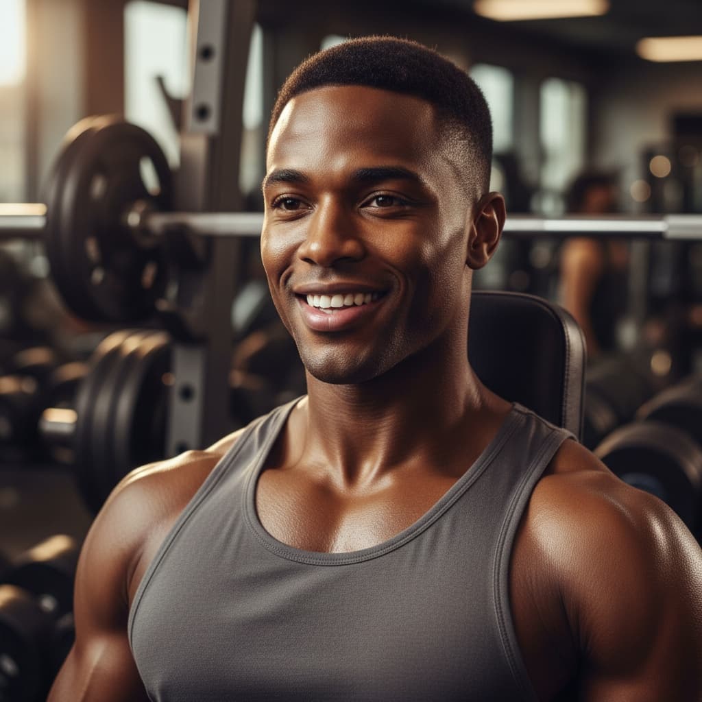 athletic black man weight bench close up 66379224
