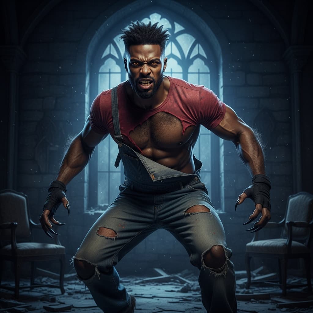 athletic black man werewolf transformation 97871166