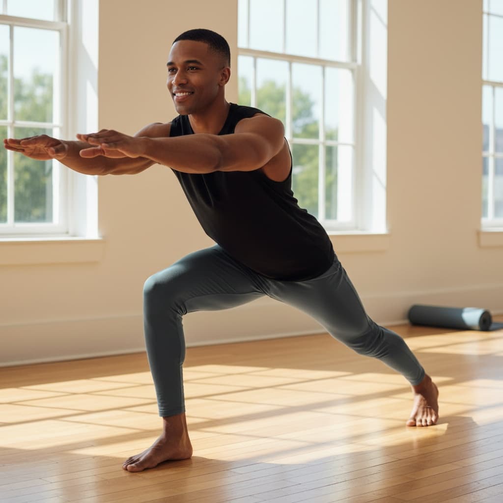 athletic black man yoga pose flexibility 62303258