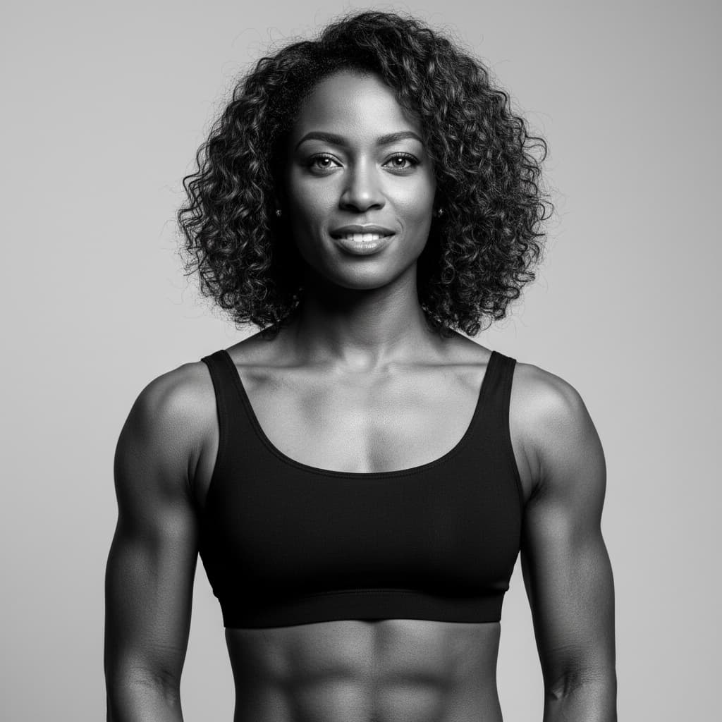 athletic black woman black white dramatic portrait 85673645