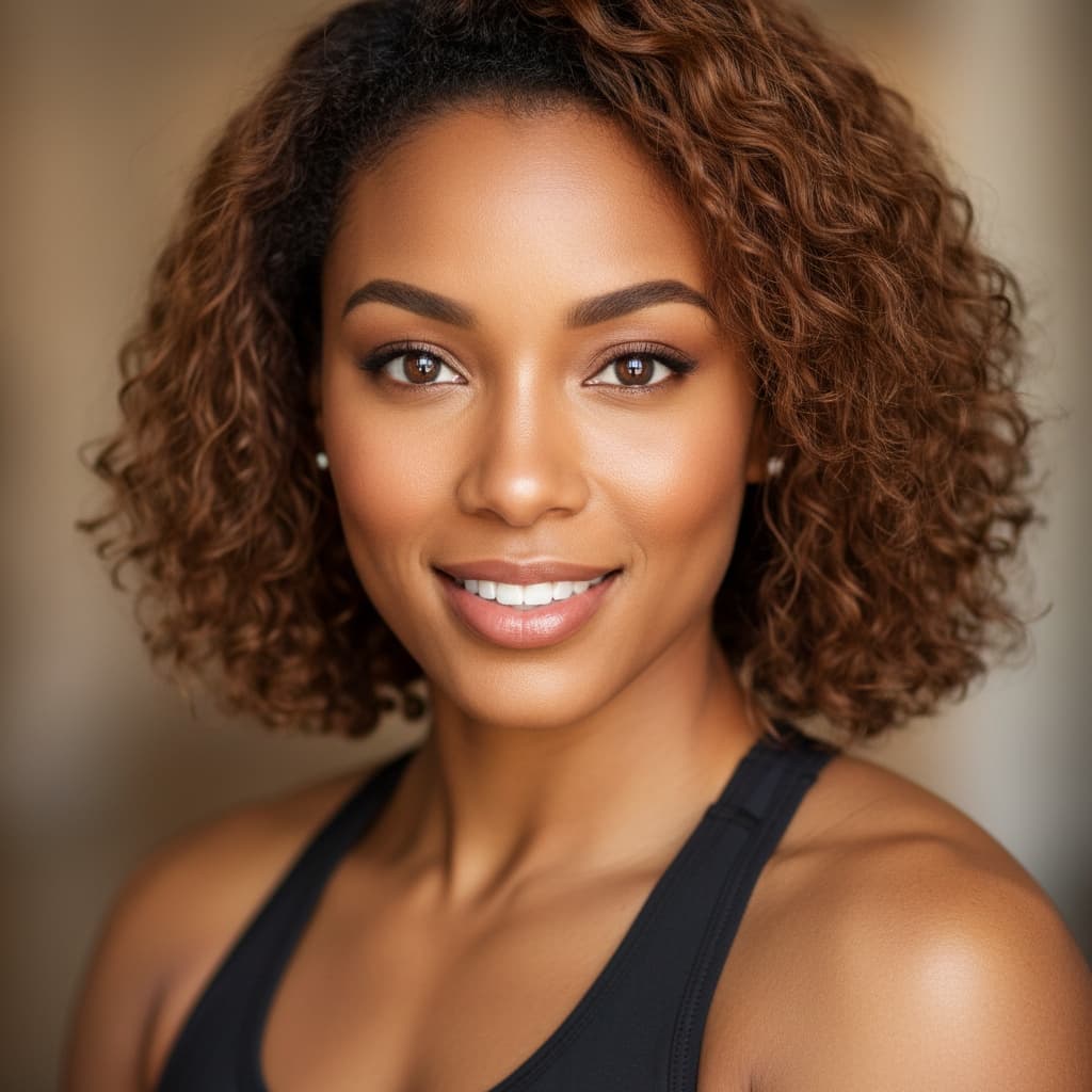 athletic black woman close up beauty portrait 11425238