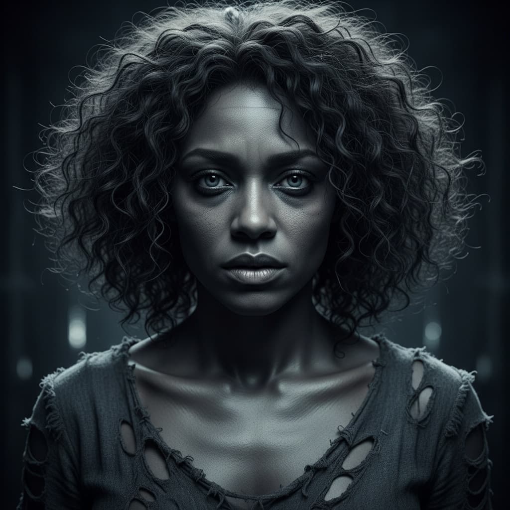 athletic black woman possessed person horror 74214615