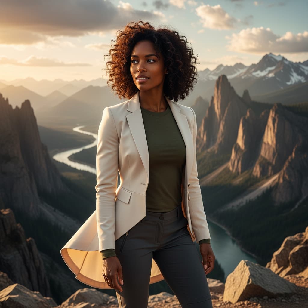 athletic black woman scenic overlook view 40859818