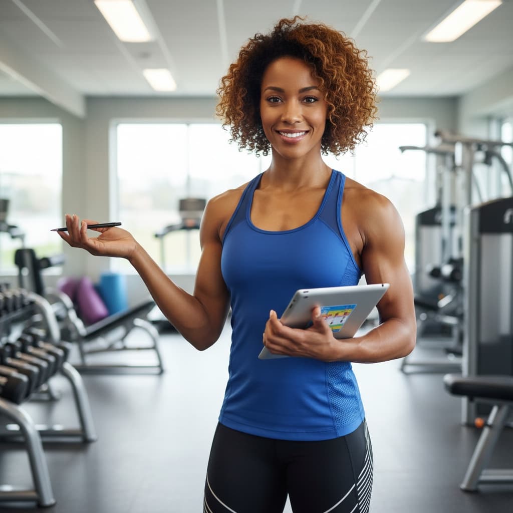 athletic black woman testimonial client interaction 68219490