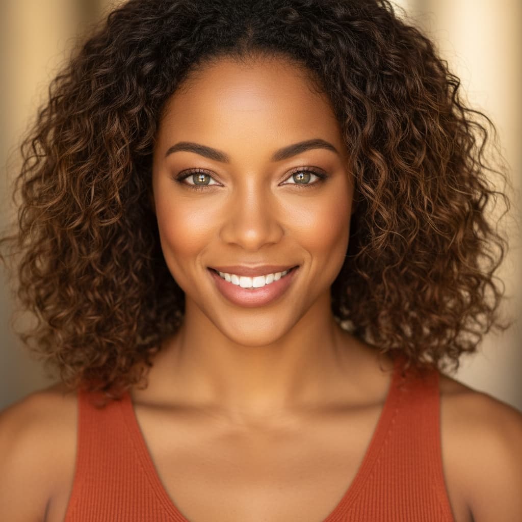 athletic black woman warm personality closeup 40701759