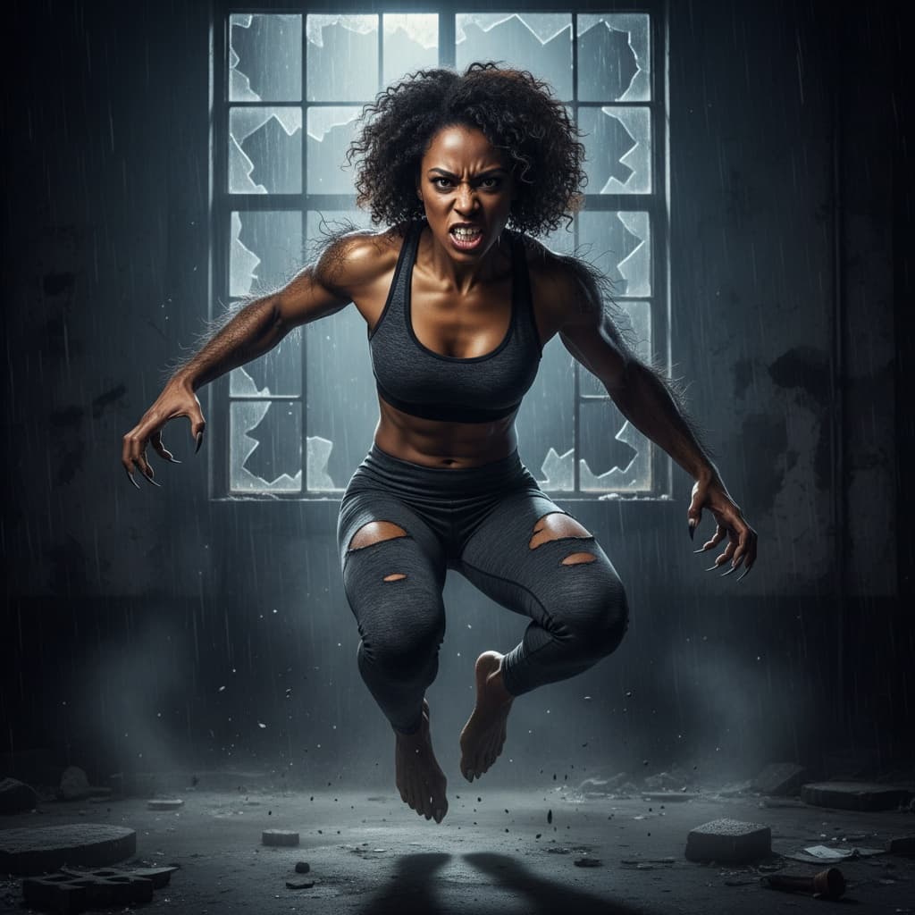 athletic black woman werewolf transformation 18259080