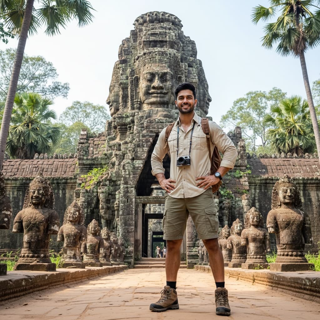 athletic indian man angkor thom south gate 22450345