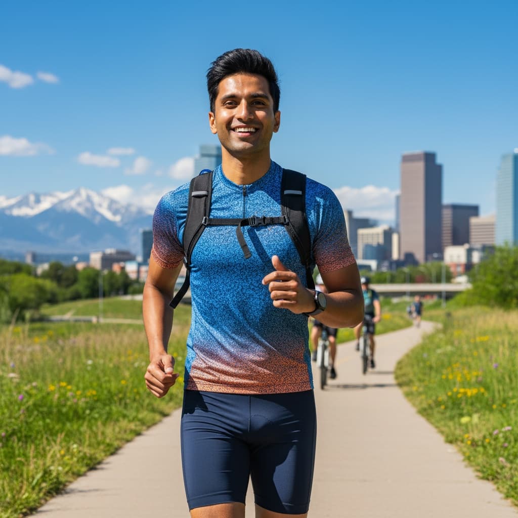 athletic indian man cherry creek trail active 35067324