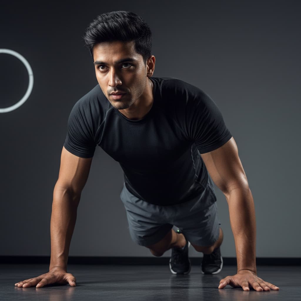 athletic indian man hiit training intensity 93099243