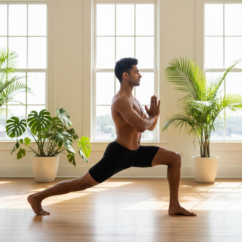 athletic indian man indoor studio stretching 58361090