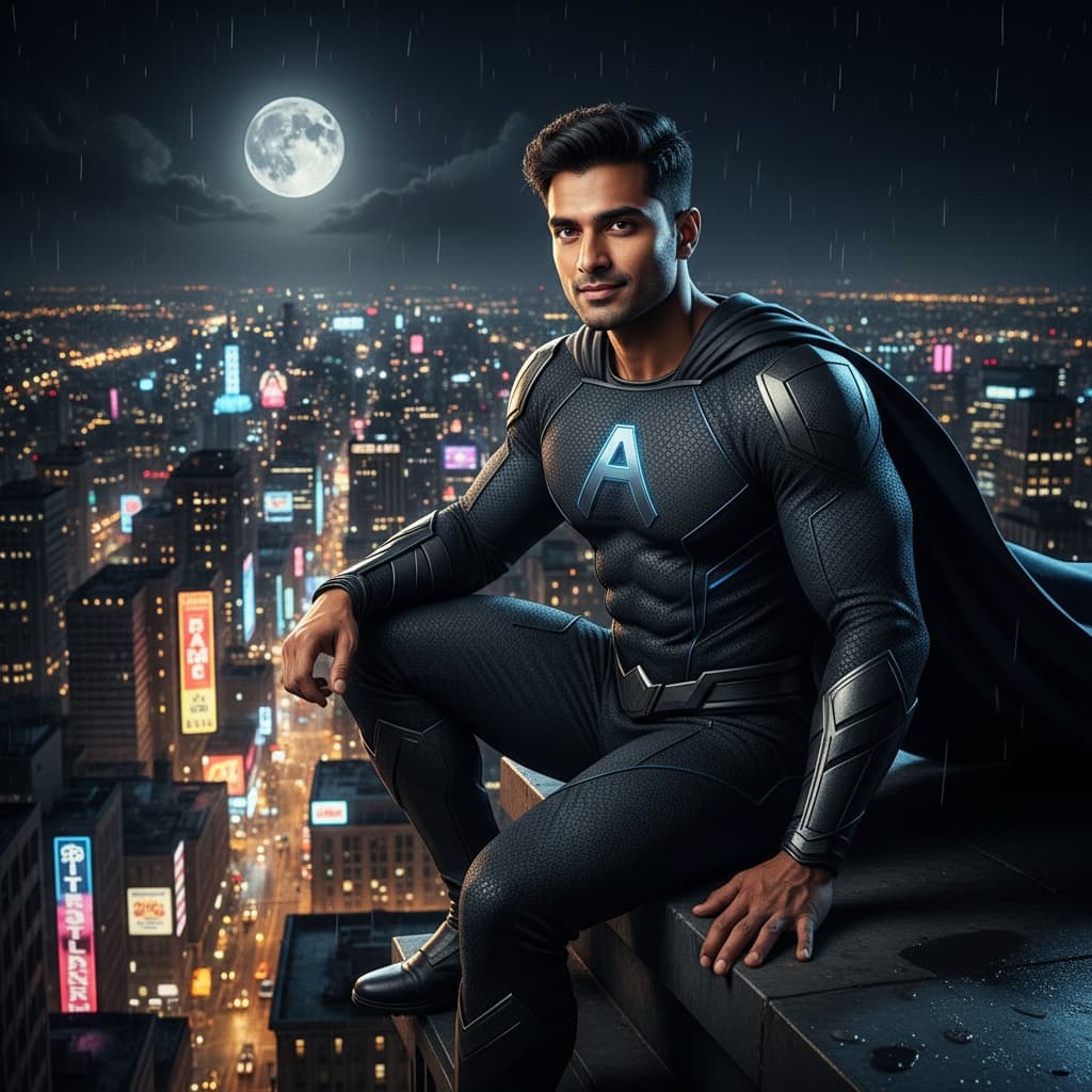 athletic indian man night city patrol scene 75898997