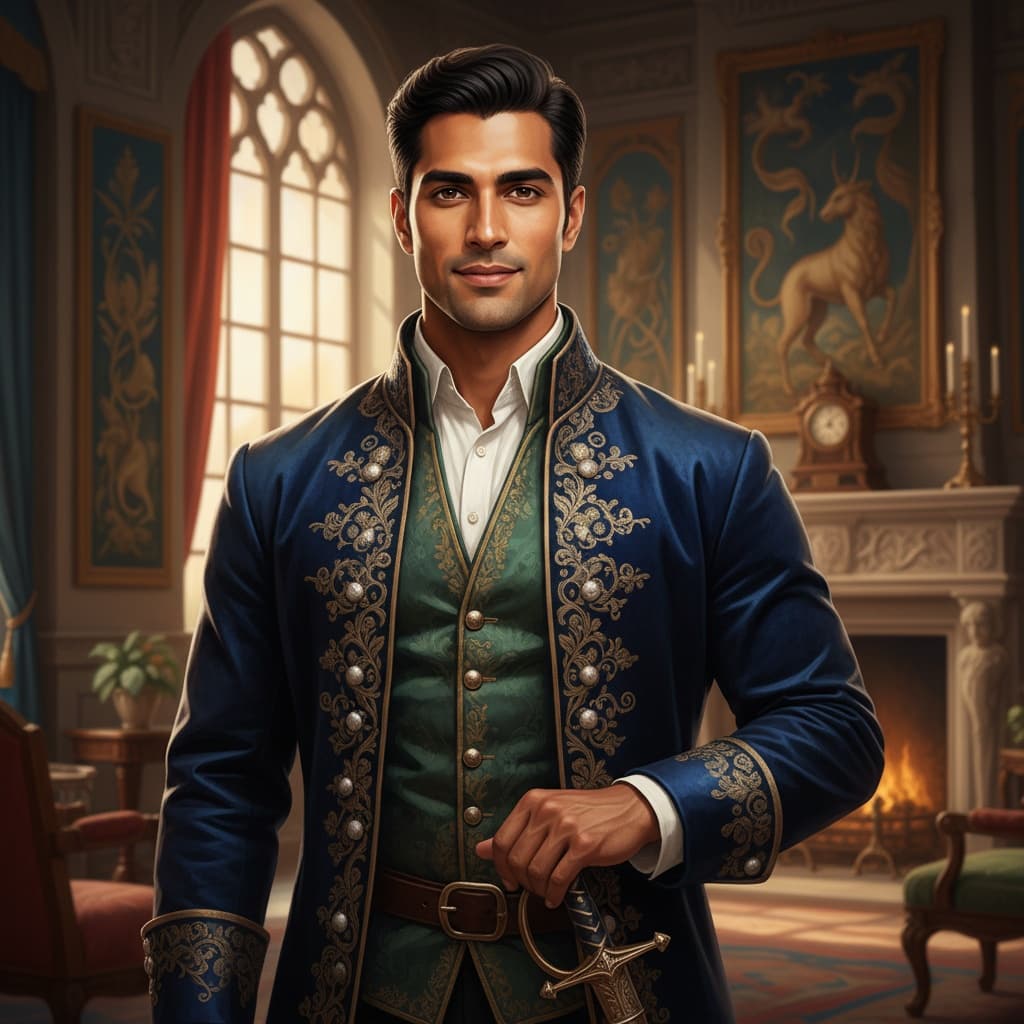 athletic indian man noble aristocrat pose 57300529