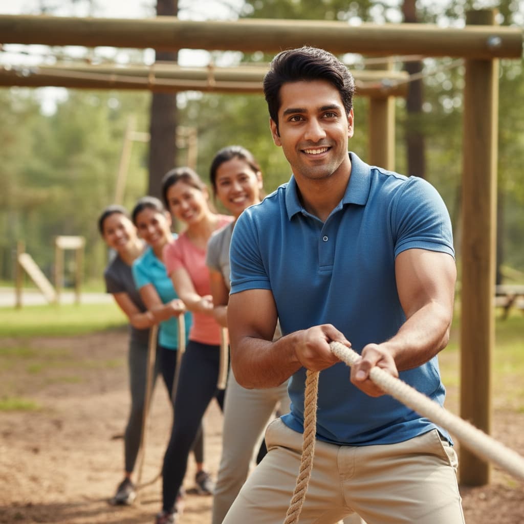 athletic indian man outdoor team challenge action 76089195