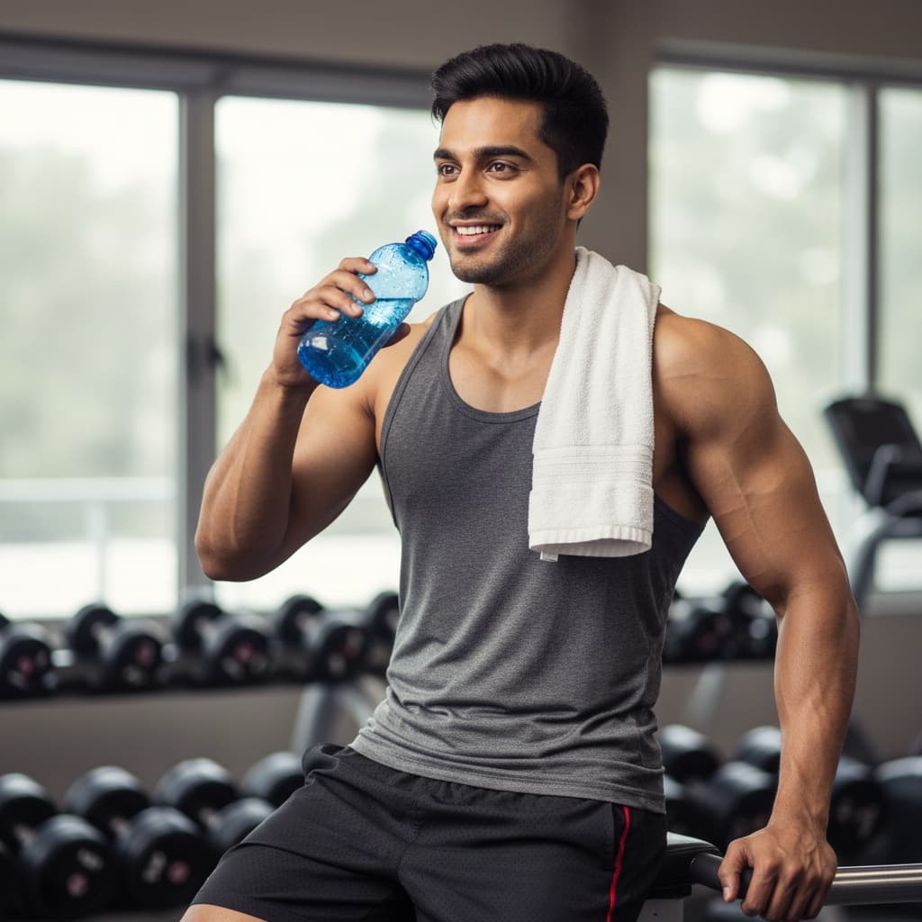 athletic indian man post workout authentic 26133818